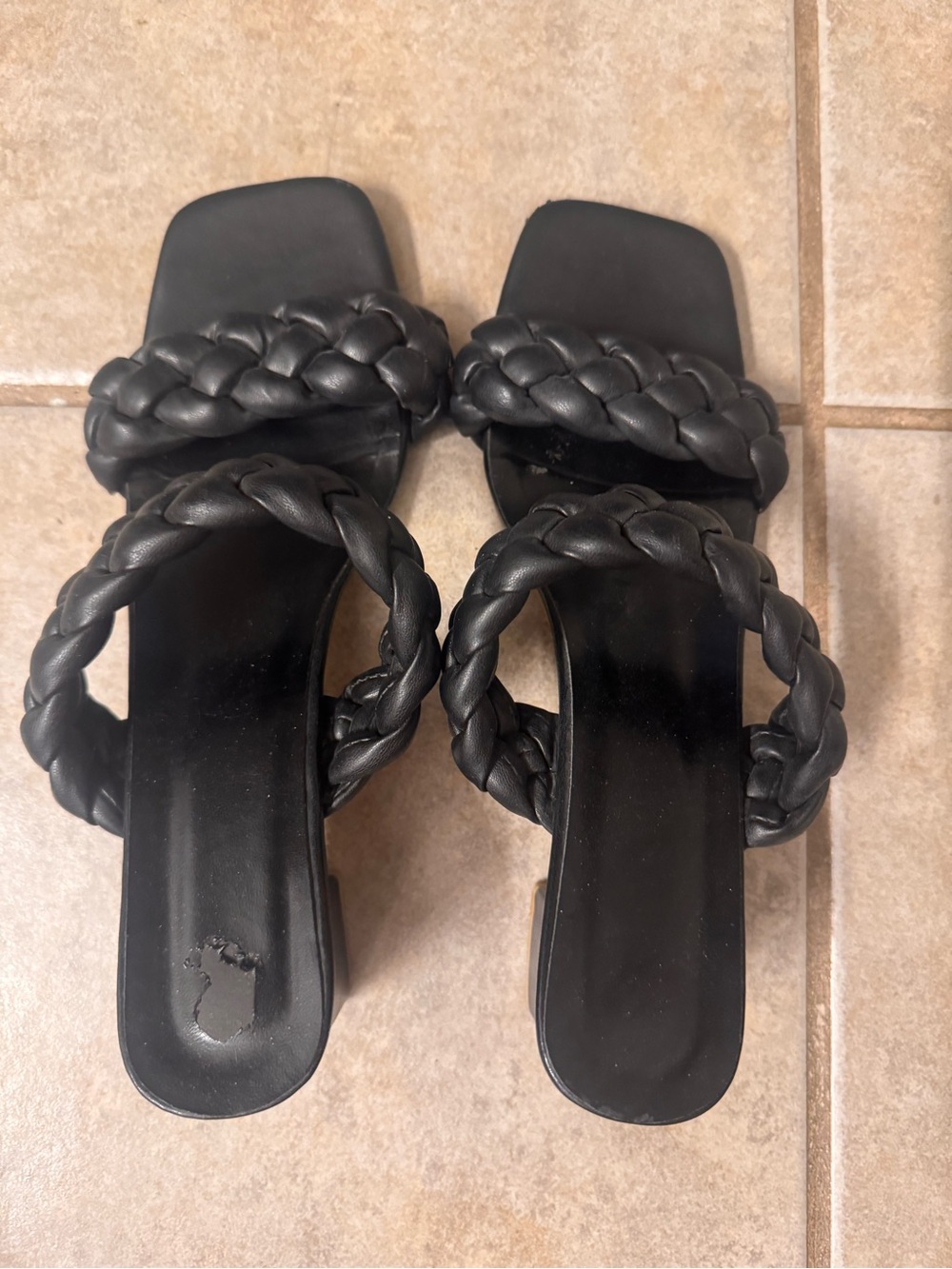 Black Braided Strap Women's Slide Sandals